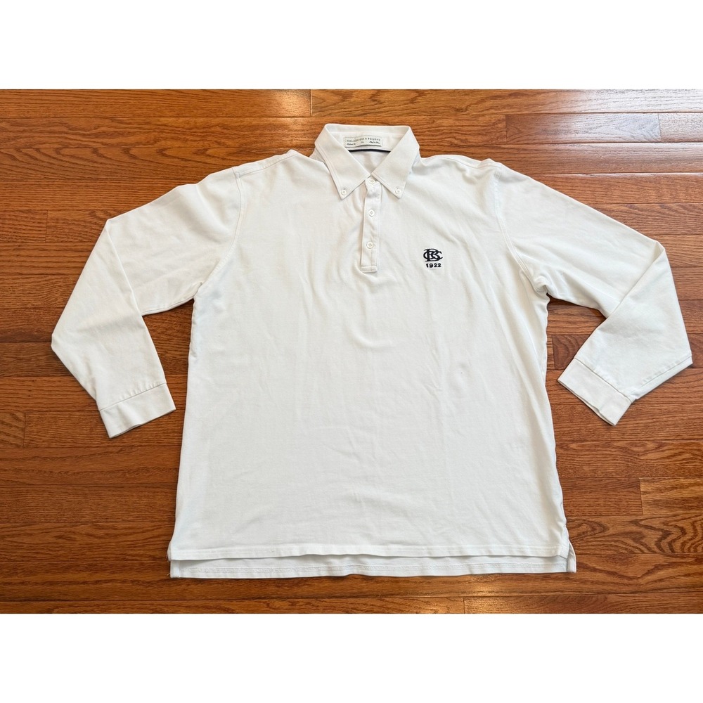 Holderness & Bourne Brookville Country Club Long Sleeve Golf Polo Shirt XL White